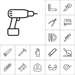 Fototapeta premium line electric screwdriver icon on white background, construction