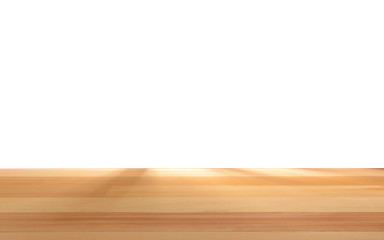 Empty wooden desk. As stage template to your showcase.
