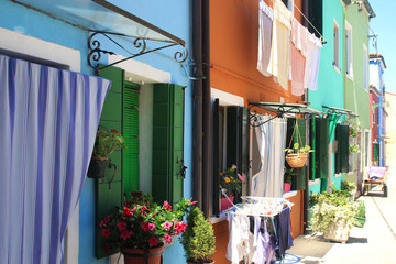 Fototapeta na wymiar Burano Island houses in sunshine