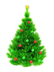 3d neon green Christmas tree over white