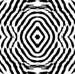 Radial waves with interference patterns, Black and white optical illusion style vector design