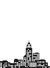  Leaflet background with City. Black and white illustration