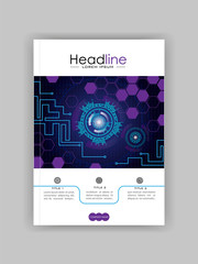 Naklejka premium Cover design HUD in A4 futuristic circles. Vector.