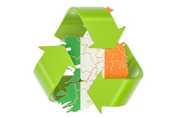 Recycling in Ireland concept, 3D rendering