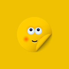 Vector modern yellow face sticker creative background.