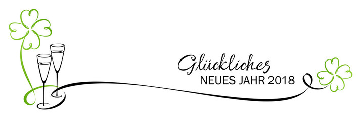 Sekt und Klee, stilisiert mit Kalligraphie 