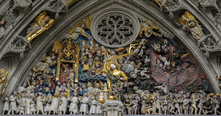 Bern's Cathedral. Switzerland. Judgement Day. Decoration.
