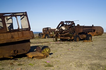 Fototapeta premium abandoned machinery on the polar island