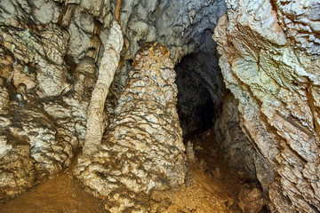 Cave interior in a limestone mountain