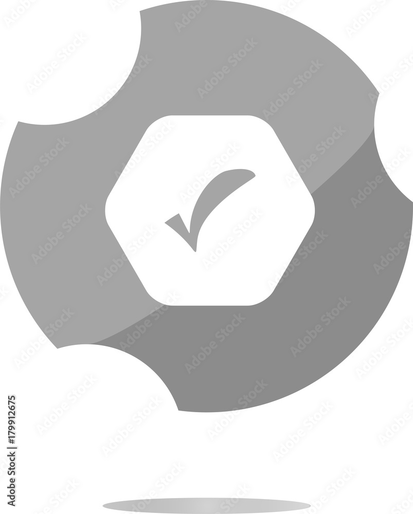 Poster glossy web button with check mark sign, icon isolated on white