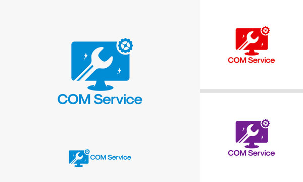 Computer Service logo template, Computer Configuration logo designs vector