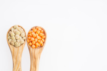 Two types of lentils - Lens culinaris