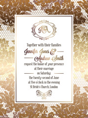 Vintage baroque style wedding invitation card template.