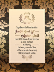 Vintage baroque style wedding invitation card template.