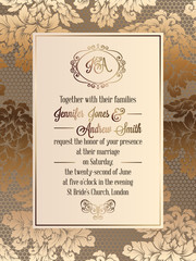 Vintage baroque style wedding invitation card template.