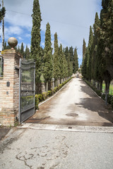 San Gimignano, Siena - Val d'Elsa, Tuscany, Italy - Entrance gate  to La Collegiata Hotel. just outside San Gimignano a beautiful hotel, very confortable.