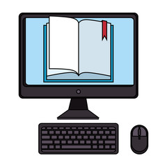 desktop computer with ebook