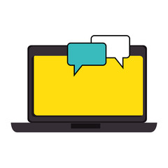 Fototapeta premium laptop computer with speech bubbles