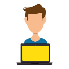 laptop computer with user