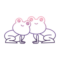 cute couple of frogs icon over white background vector illustration