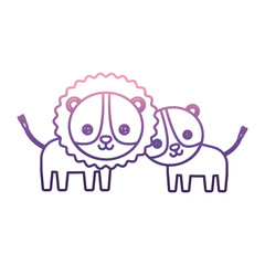 cute couple of lions icon over white background vector illustration