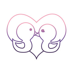 heart with cute ducks  icon over white background vector illustration