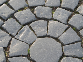 The texture of a street cobblestone road. Texture background