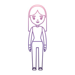 young girl standing icon over white background vector illustration