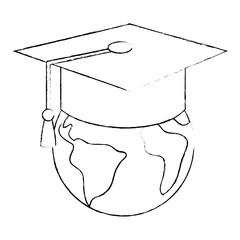 world planet with hat graduation