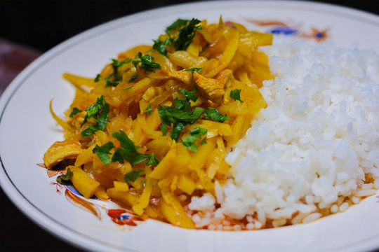 Typical latin dish cooked with ollucus and rice.