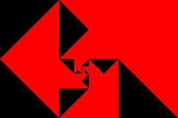 Triangle Red and White Fibonacci Spiral - Vector Op Art
