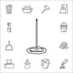 mop flat icon. Set of cleaning tools icons