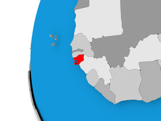 Fototapeta premium Map of Guinea-Bissau on political globe