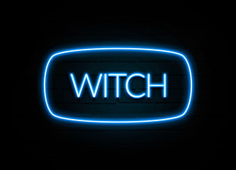 Witch  - colorful Neon Sign on brickwall