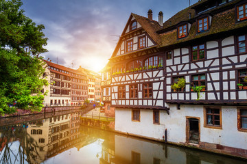 Fototapeta na wymiar Traditional half-timbered houses in La Petite France, Strasbourg, Alsace, France