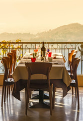 Served table in an italian restaurant
