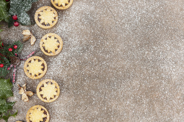 Frosty christmas background with mince pies © RCH Photographic