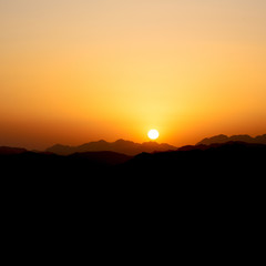 in   desert the sunrise panoramic scene and light