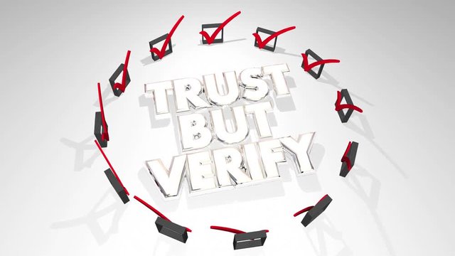 Trust But Verify Check Marks Boxes Confirmation Verification 3d Animation