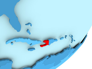Map of Haiti on blue political globe