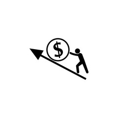 Businessman carrying a coin of money chart arrow up icon. Finance elements. Premium quality graphic design. Simple icon for websites, web design, mobile app, info graphics