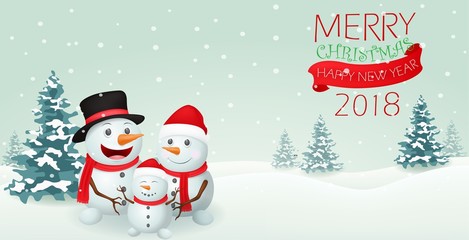 Christmas Snowman family banner design 