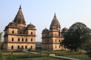 Fototapeta na wymiar Old temples in Orchha, Madhya Pradesh, India