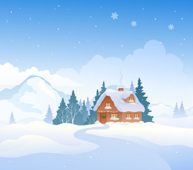 Winter mountain house