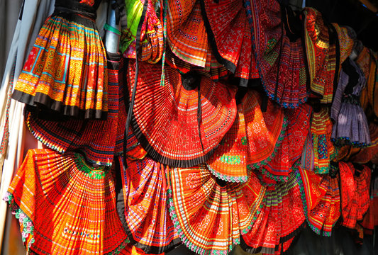 colorful skirt of H'Mong people in Vietnam and be very common and we can see fashion like this in every village