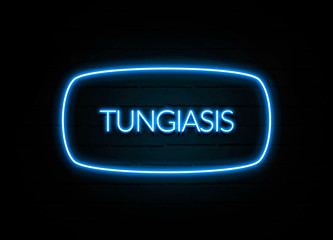 Tungiasis  - colorful Neon Sign on brickwall