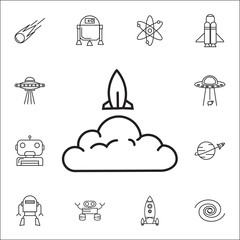 Rocket icon. Set of space icons. Signs, outline symbols collection, simple thin line icons for websites, web design, mobile app, info graphics