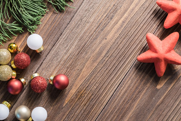 Christmas and happy new year decoration on wooden background,celebration theme happiness party