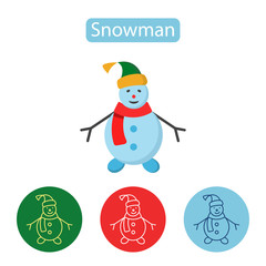 Happy snowman with hat and scarf.