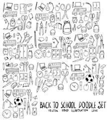 Set of School illustration Hand drawn doodle Sketch line vector eps10